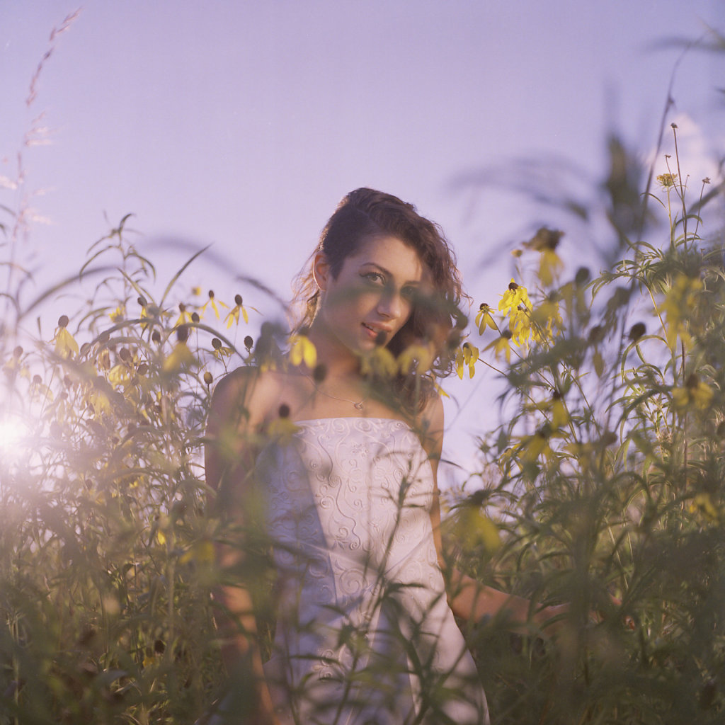 Bride in Field of Flowers